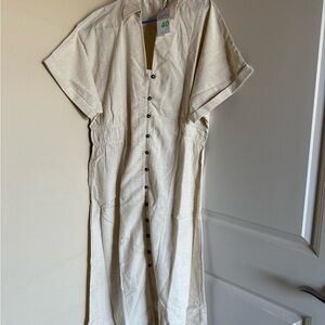 Primark Cream Midi Dress with Button Detail